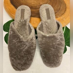 Vince Grey Plush House Slippers